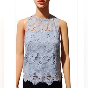 Rebellion Lace Floral Blouse - Light Blue